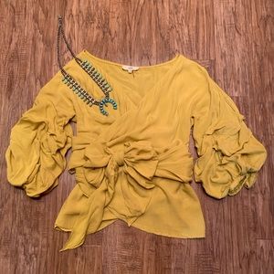 Entro mustard wrap blouse size M